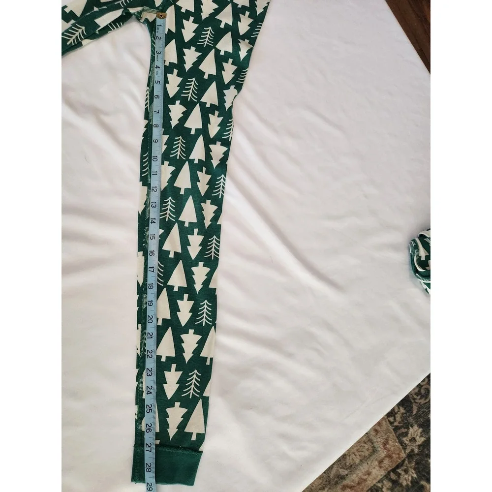 Hanna Anderson 100% Organic Cotton Green White Trees Pajama Set Like NEW Size 12